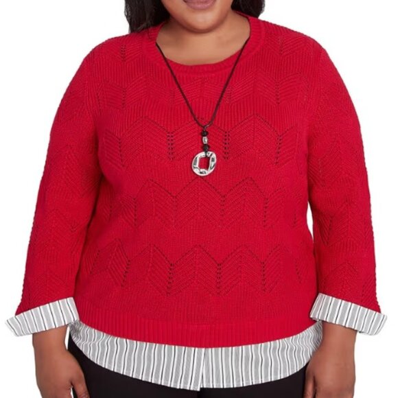 Alfred Dunner Sweater & Necklace Set 1X (303) - Picture 1 of 12